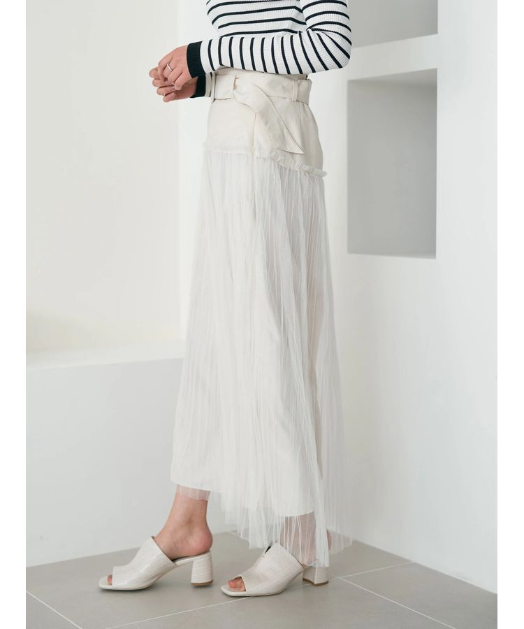 YECCA VECCA「シアープリーツMIXスカート」|スカート|