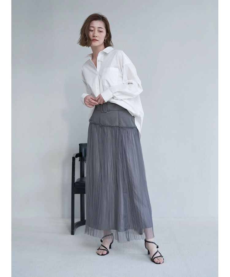 YECCA VECCA「シアープリーツMIXスカート」|スカート|