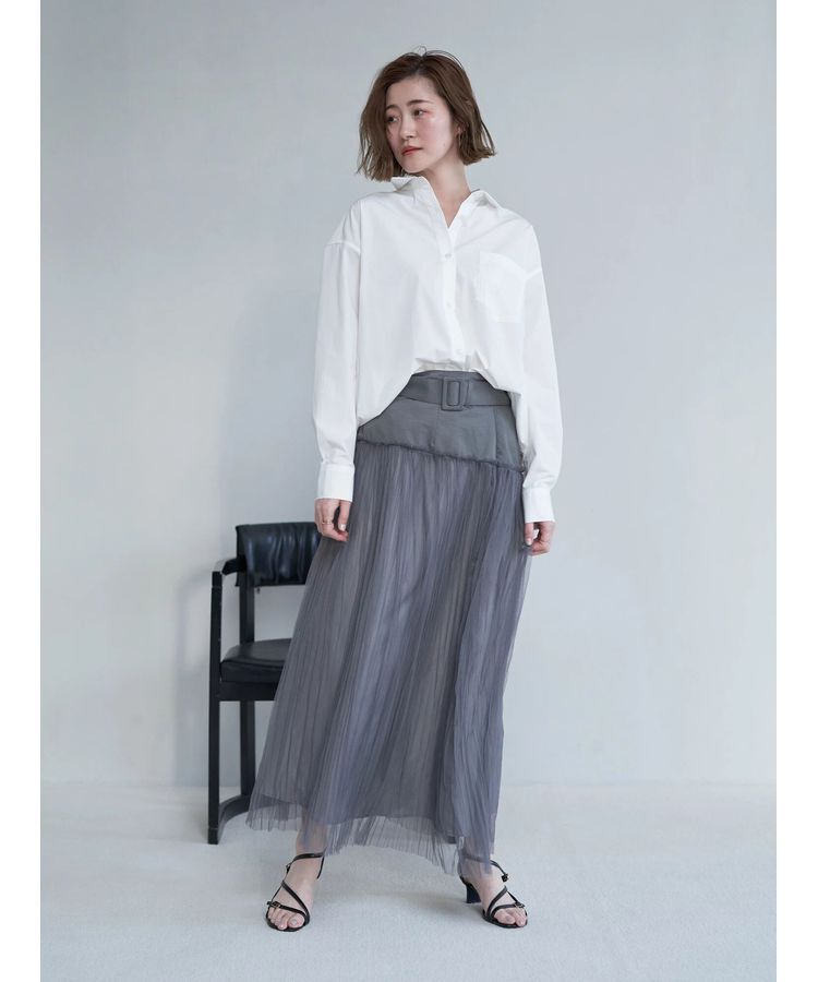 YECCA VECCA「シアープリーツMIXスカート」|スカート|