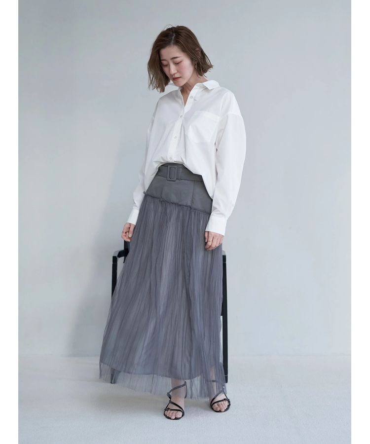 YECCA VECCA「シアープリーツMIXスカート」|スカート|