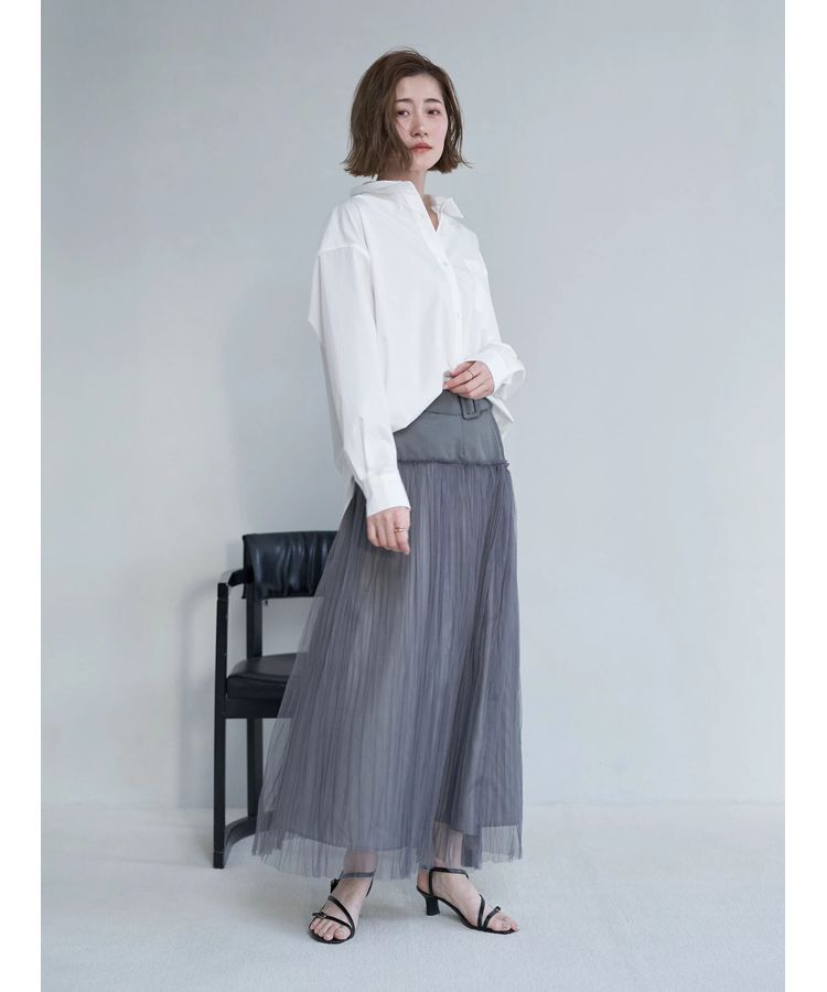 YECCA VECCA「シアープリーツMIXスカート」|スカート|