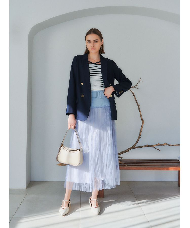 YECCA VECCA「シアープリーツMIXスカート」|スカート|