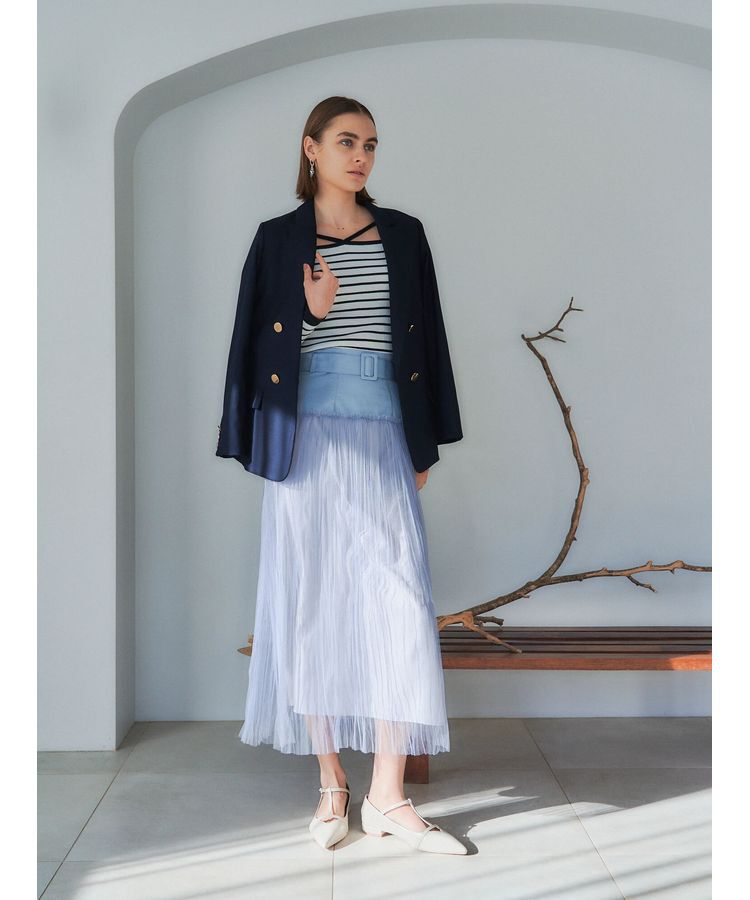 YECCA VECCA「シアープリーツMIXスカート」|スカート|