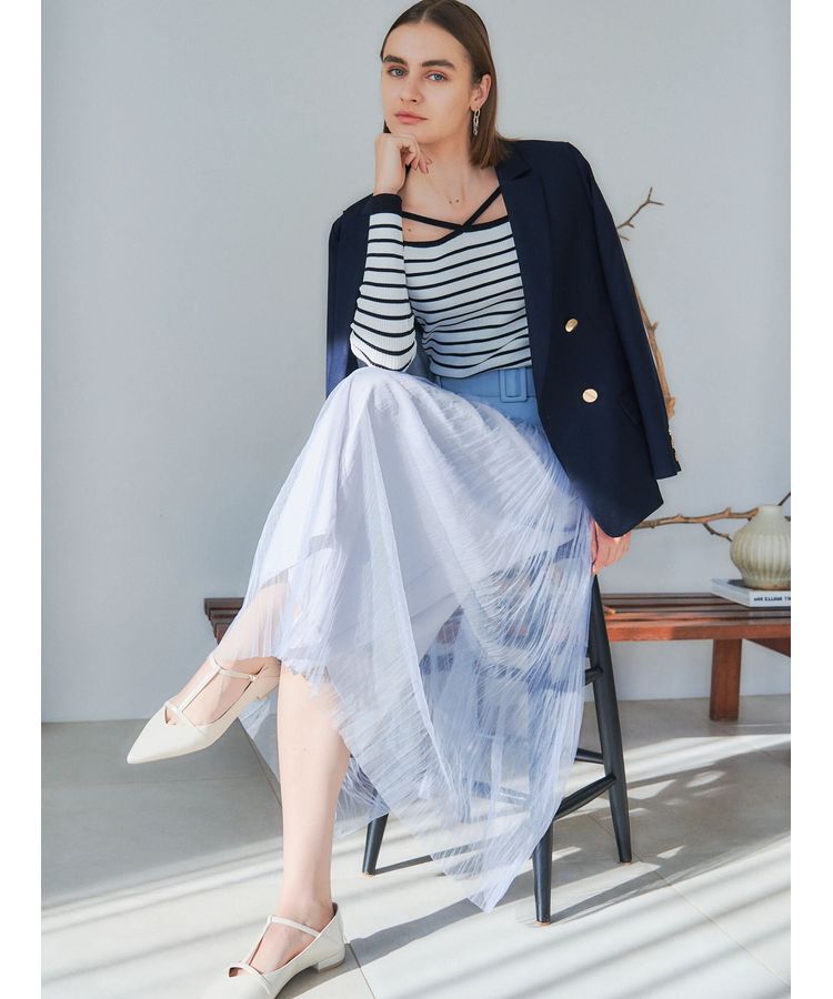 YECCA VECCA「シアープリーツMIXスカート」|スカート|