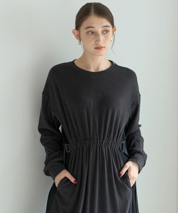 Editt by YECCA VECCA「配色ギャザーデザイン起毛ワンピース」|ワンピース|