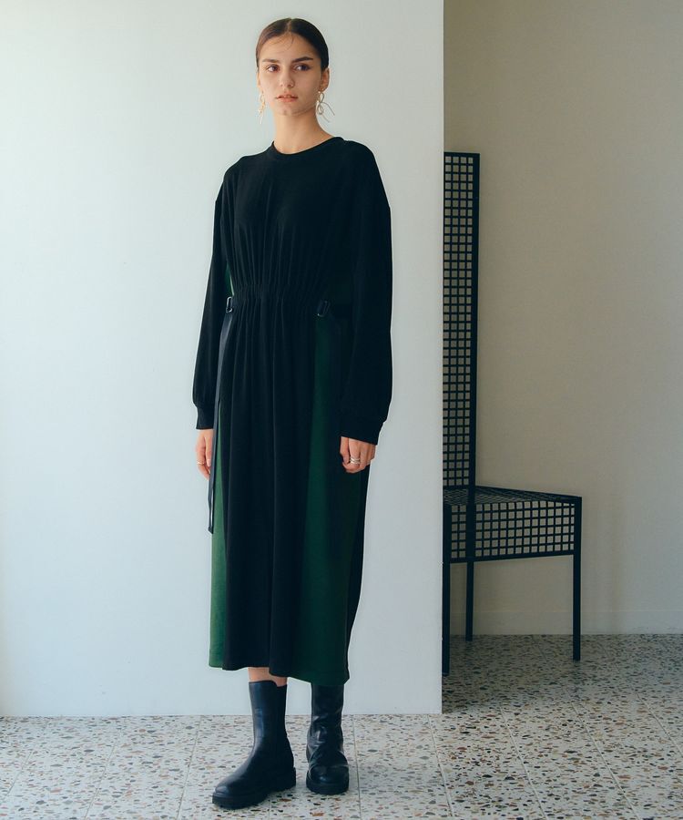 Editt by YECCA VECCA「配色ギャザーデザイン起毛ワンピース」|ワンピース|