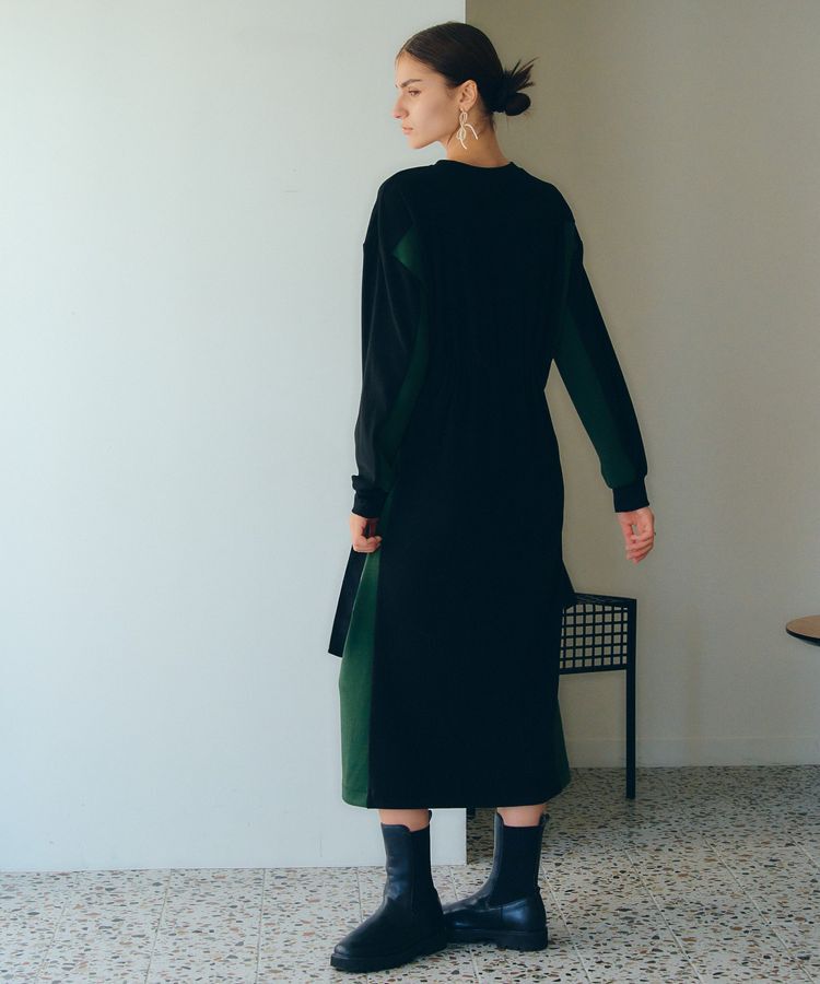 Editt by YECCA VECCA「配色ギャザーデザイン起毛ワンピース」|ワンピース|