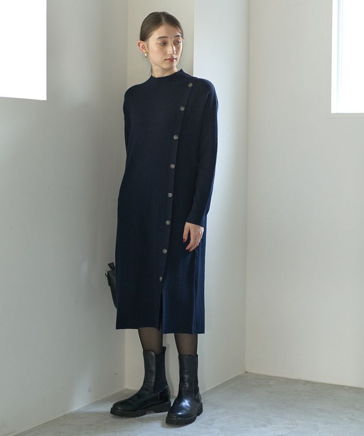 YECCA VECCA「釦デザインハイネックニットワンピース」|ワンピース|