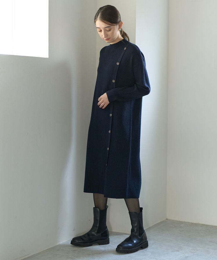 YECCA VECCA「釦デザインハイネックニットワンピース」|ワンピース|