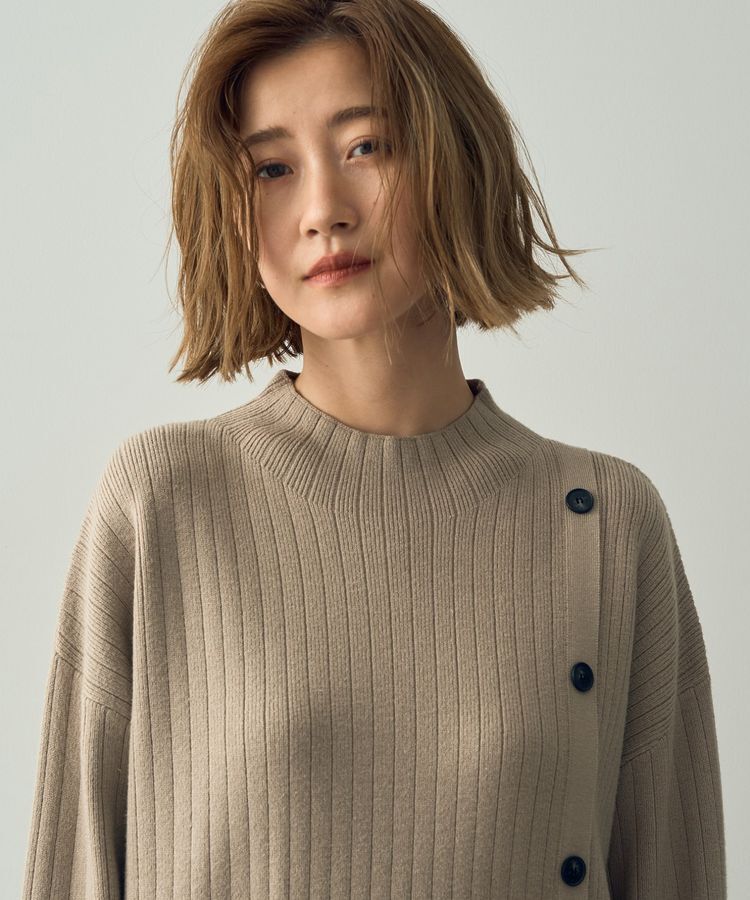 YECCA VECCA「釦デザインハイネックニットワンピース」|ワンピース|