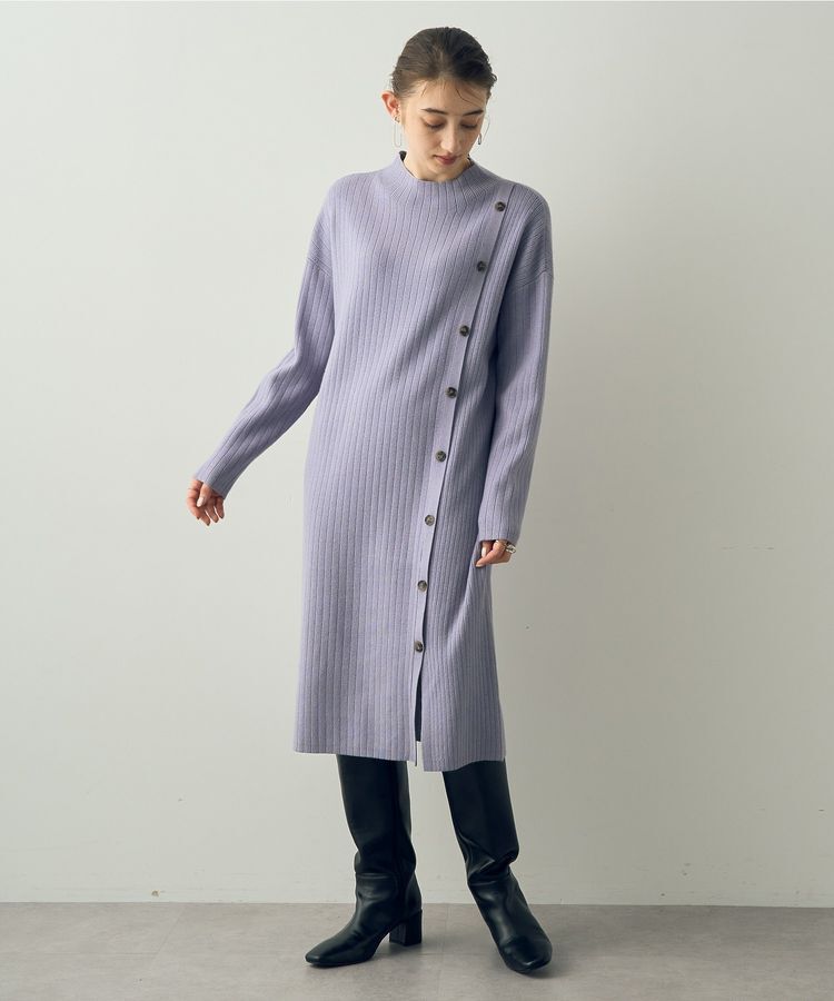 YECCA VECCA「釦デザインハイネックニットワンピース」|ワンピース|Lavender