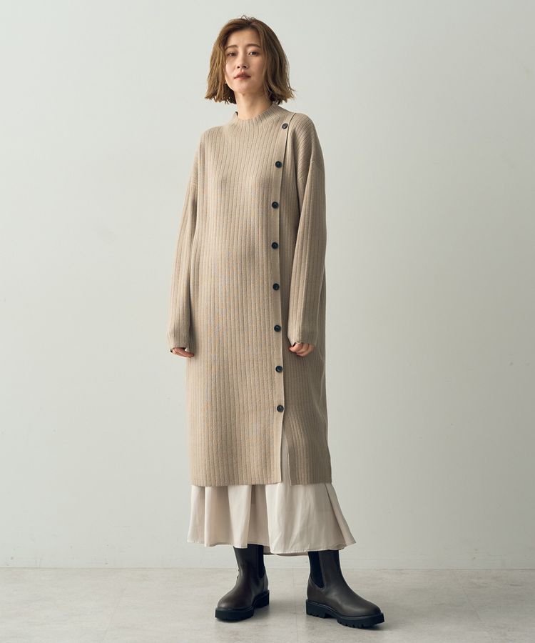 YECCA VECCA「釦デザインハイネックニットワンピース」|ワンピース|