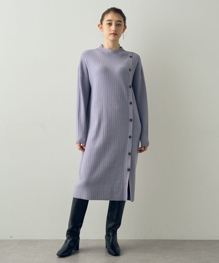 YECCA VECCA「釦デザインハイネックニットワンピース」|ワンピース|