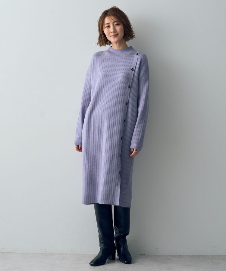 YECCA VECCA「釦デザインハイネックニットワンピース」|ワンピース|
