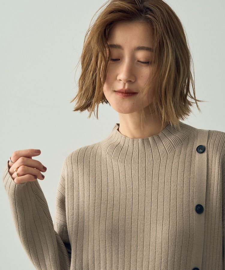 YECCA VECCA「釦デザインハイネックニットワンピース」|ワンピース|