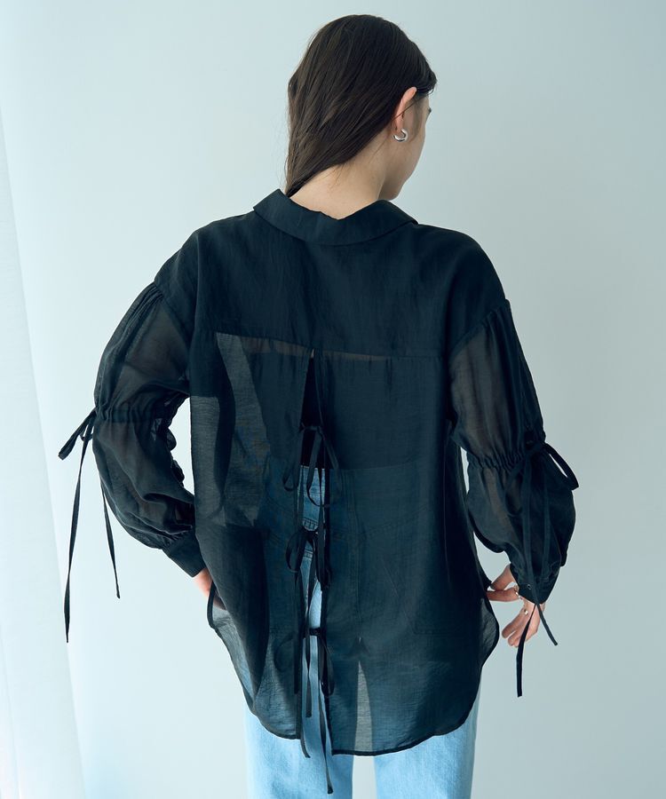 YECCA VECCA「バックリボンシアーシャツ」|シャツ・ブラウス|Black