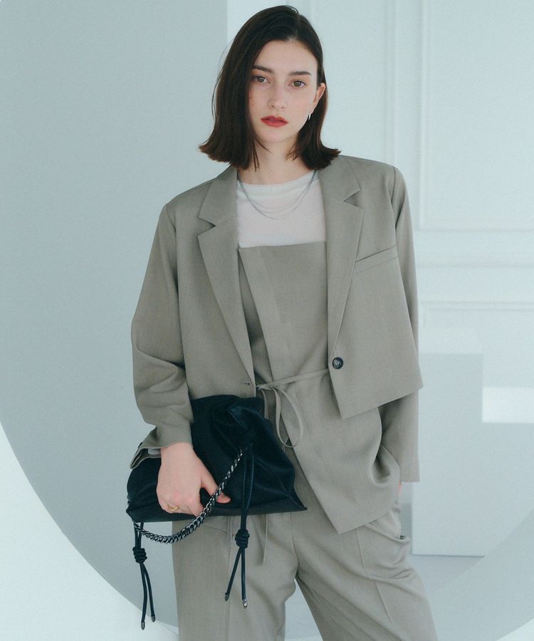 YECCA VECCA「2wayチェーンギャザーバッグ」|ショルダー・メッセンジャー|Black