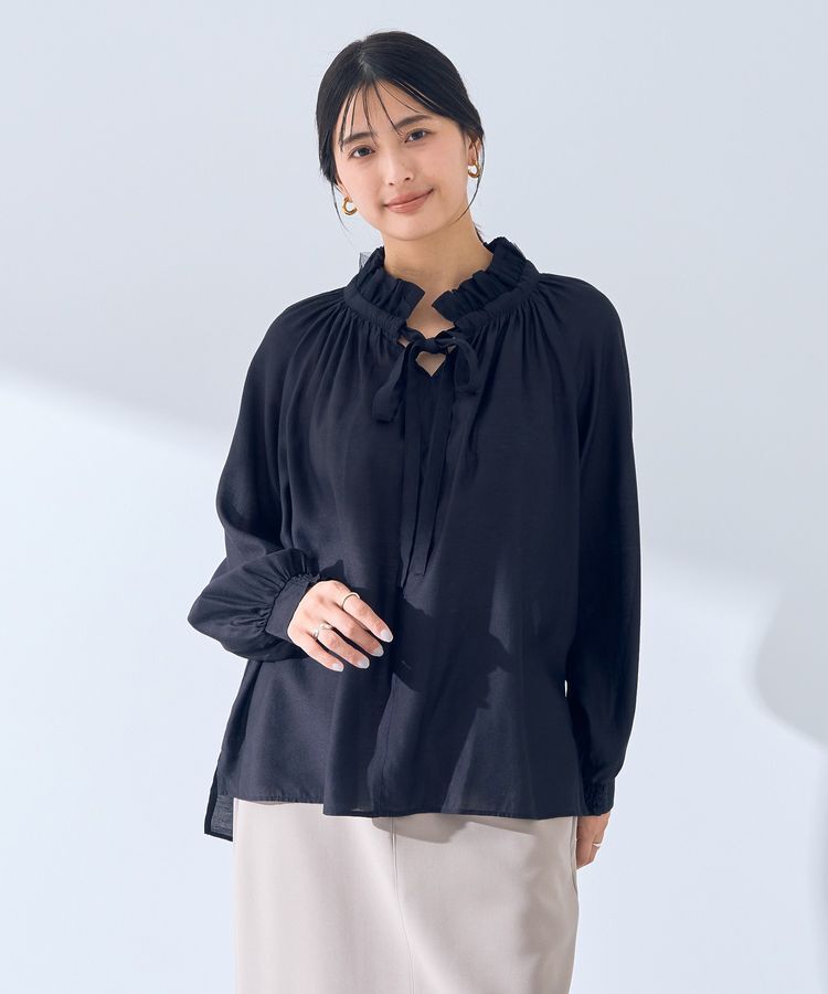 YECCA VECCA「スタンドカラーシアーリボンブラウス」|シャツ・ブラウス|