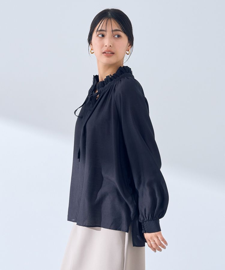 YECCA VECCA「スタンドカラーシアーリボンブラウス」|シャツ・ブラウス|