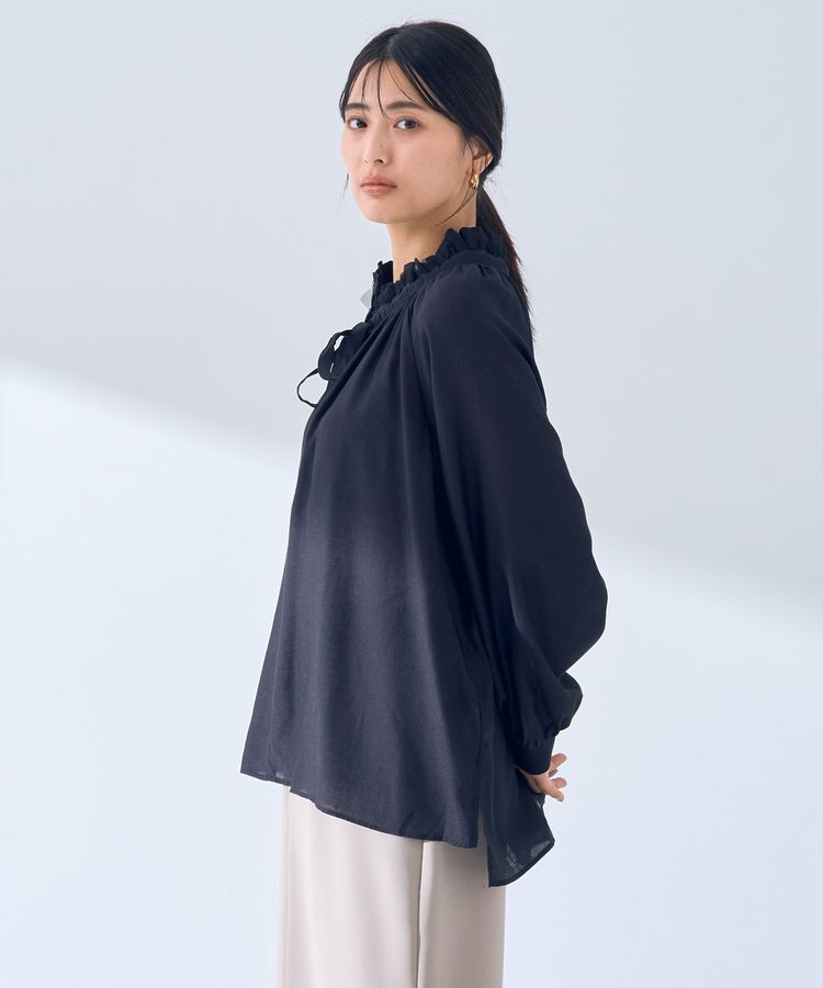 YECCA VECCA「スタンドカラーシアーリボンブラウス」|シャツ・ブラウス|