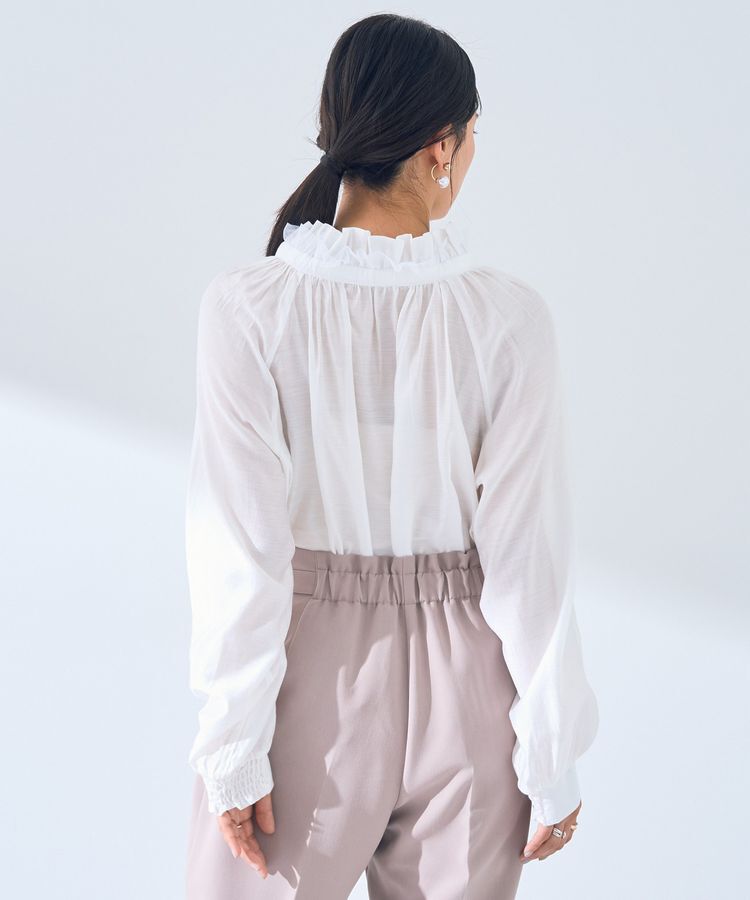 YECCA VECCA「スタンドカラーシアーリボンブラウス」|シャツ・ブラウス|