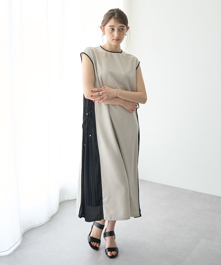 YECCA VECCA「プリーツMIX配色ワンピース」|ワンピース|