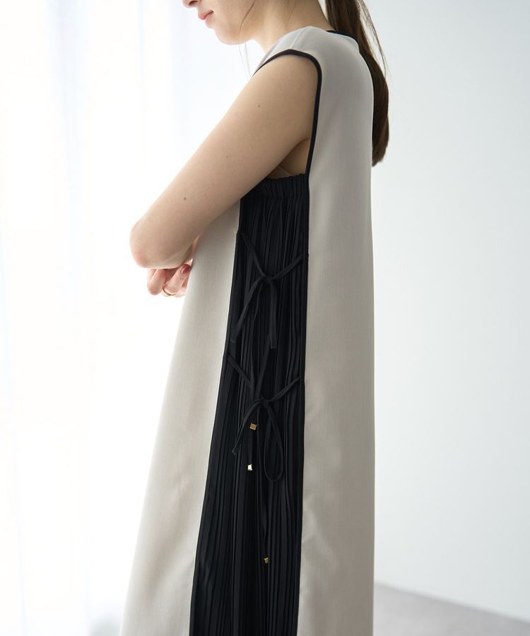 YECCA VECCA「プリーツMIX配色ワンピース」|ワンピース|