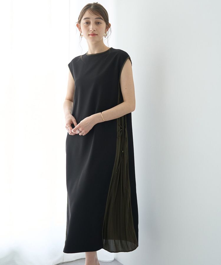 YECCA VECCA「プリーツMIX配色ワンピース」|ワンピース|