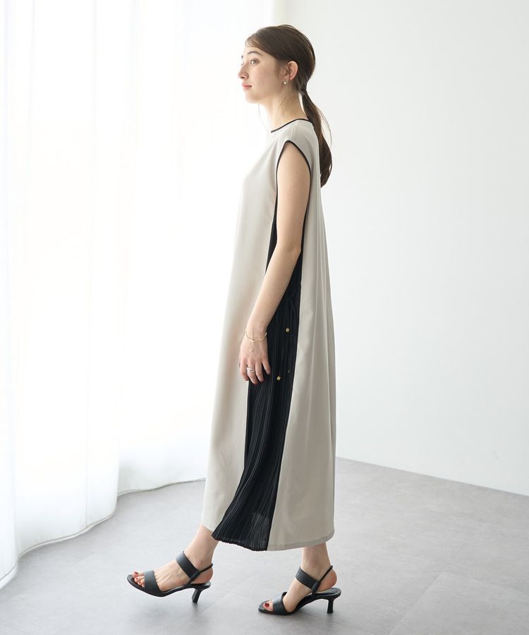 YECCA VECCA「プリーツMIX配色ワンピース」|ワンピース|