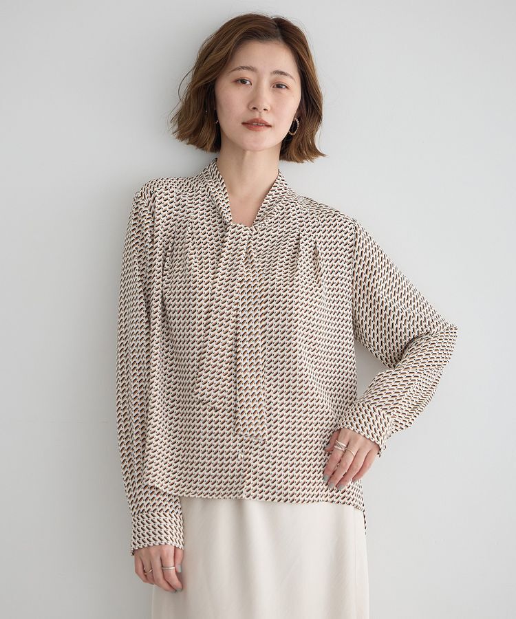 YECCA VECCA「ジオメ柄ボウタイブラウス」|シャツ・ブラウス|