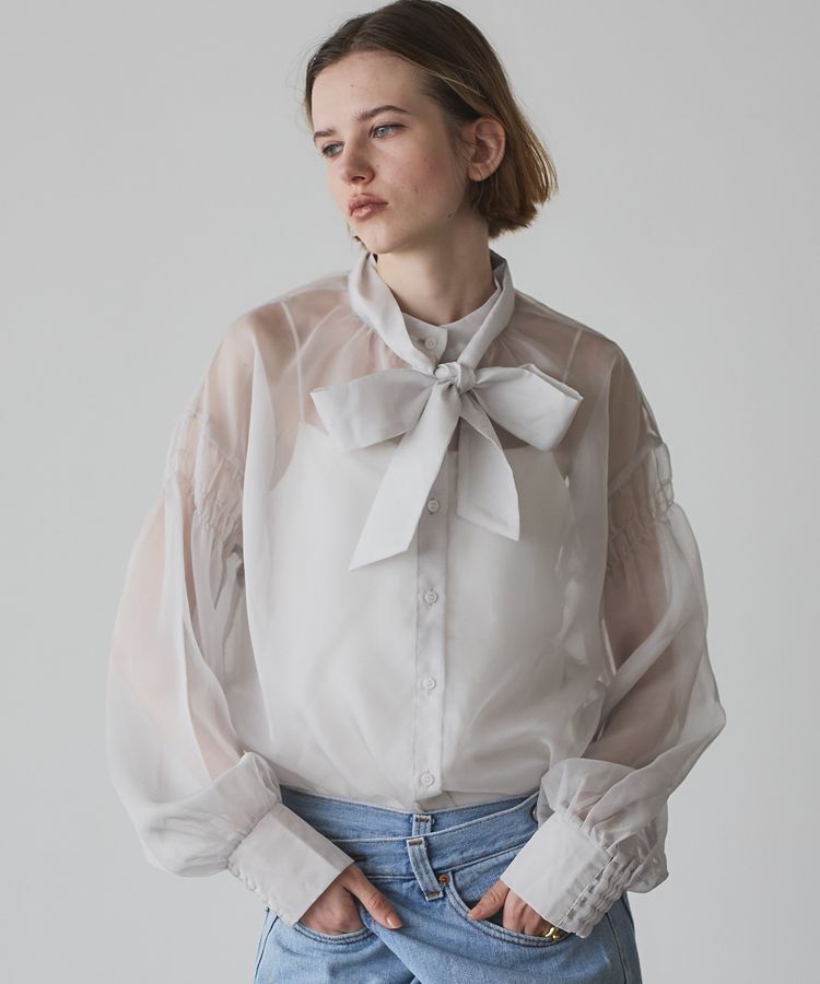 GARAGE OF GOOD CLOTHING「ソフトオーガンジーボウタイ付ブラウス」|シャツ・ブラウス|