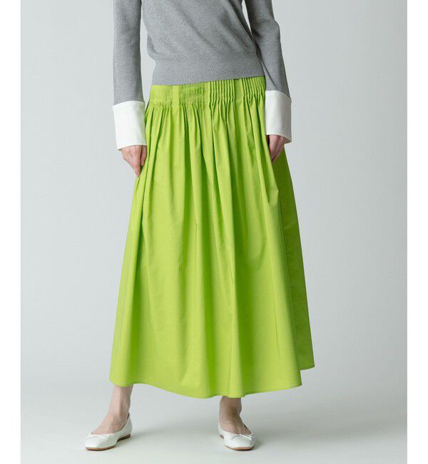 allureville「タフタピンタックギャザースカート」|スカート|グリーン