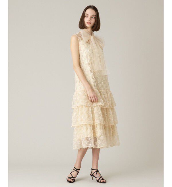 LOULOU WILLOUGHBY「【LOULOU WILLOUGHBY】パピヨンフラワーチュールワンピース」|ドレス|