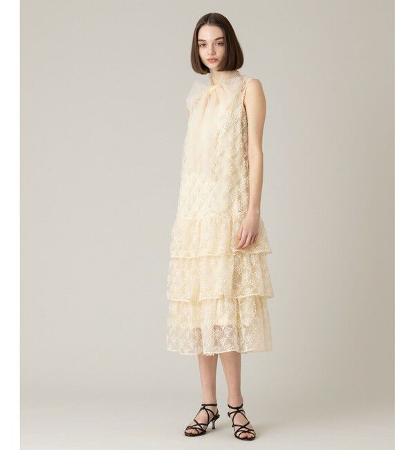 LOULOU WILLOUGHBY「【LOULOU WILLOUGHBY】パピヨンフラワーチュールワンピース」|ドレス|