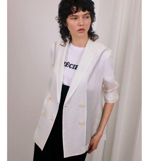 allureville「ワルツシアーオーガンジャケット」|テーラードジャケット|ホワイト