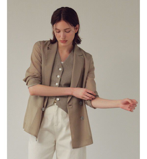 allureville「ワルツシアーオーガンジャケット」|テーラードジャケット|ブラウン