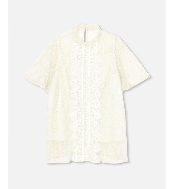 LOULOU WILLOUGHBY「【LOULOU WILLOUGHBY】レースオンレースフレア袖ブラウス」|シャツ・ブラウス|