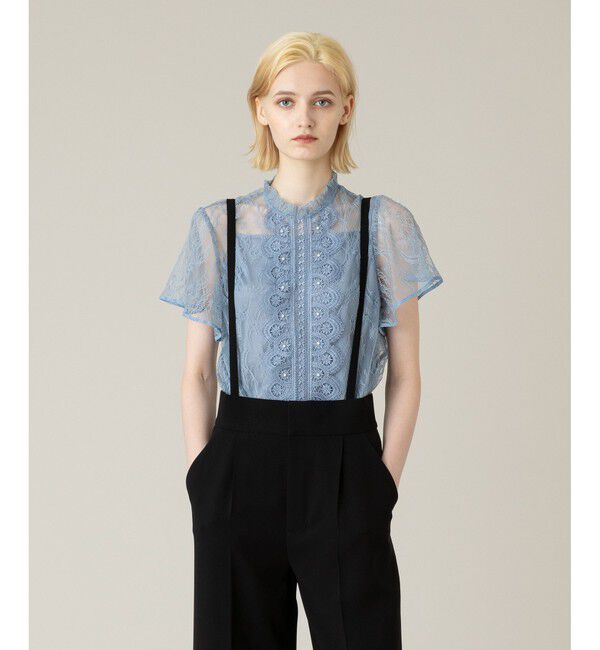 LOULOU WILLOUGHBY「【LOULOU WILLOUGHBY】レースオンレースフレア袖ブラウス」|シャツ・ブラウス|