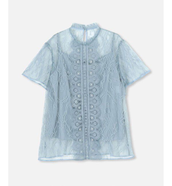 LOULOU WILLOUGHBY「【LOULOU WILLOUGHBY】レースオンレースフレア袖ブラウス」|シャツ・ブラウス|