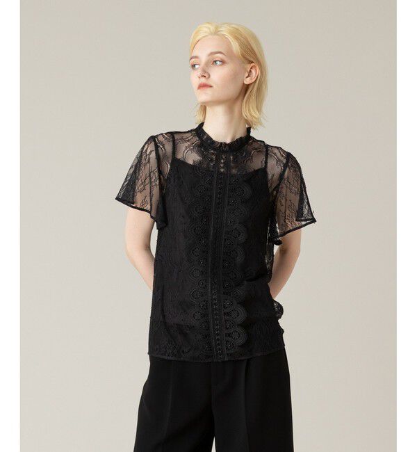 LOULOU WILLOUGHBY「【LOULOU WILLOUGHBY】レースオンレースフレア袖ブラウス」|シャツ・ブラウス|