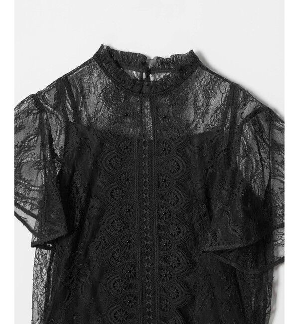 LOULOU WILLOUGHBY「【LOULOU WILLOUGHBY】レースオンレースフレア袖ブラウス」|シャツ・ブラウス|