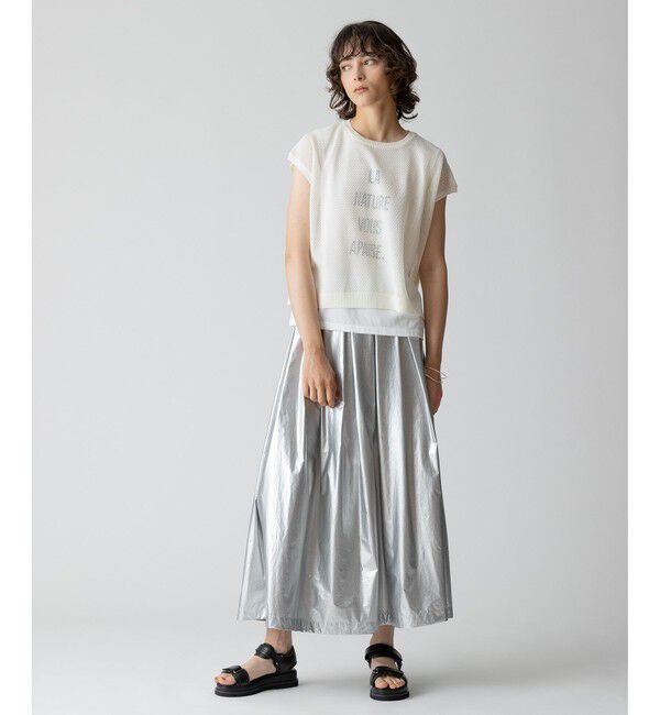 allureville「メタリックタックフレアスカート」|スカート|