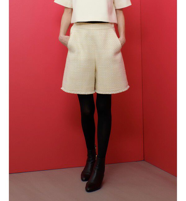 LOULOU WILLOUGHBY「【LOULOU WILLOUGHBY】ジオリカラメツイードショートパンツ」|その他|アイボリー