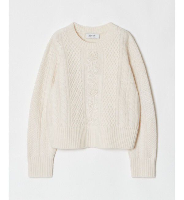 LOULOU WILLOUGHBY「【LOULOU WILLOUGHBY】フラワー刺繍ケーブルニット」|ニット・セーター|