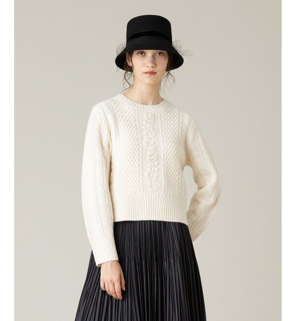 LOULOU WILLOUGHBY「【LOULOU WILLOUGHBY】フラワー刺繍ケーブルニット」|ニット・セーター|