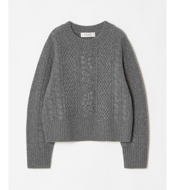 LOULOU WILLOUGHBY「【LOULOU WILLOUGHBY】フラワー刺繍ケーブルニット」|ニット・セーター|