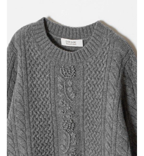 LOULOU WILLOUGHBY「【LOULOU WILLOUGHBY】フラワー刺繍ケーブルニット」|ニット・セーター|