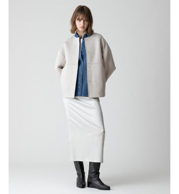 allureville「レーヨンボンディングノーカラージャケット」|ノーカラージャケット|