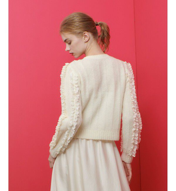 LOULOU WILLOUGHBY「【LOULOU WILLOUGHBY】レーストリミングカーディガン」|カーディガン|