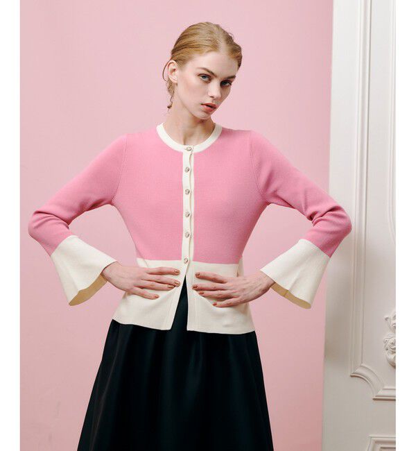 LOULOU WILLOUGHBY「【LOULOU WILLOUGHBY】ウエストキリカエカーディガン」|カーディガン|ピンク